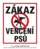 Tabulka - Zákaz venčení psů